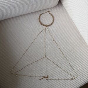 Gold-Tone Neck-to-Waist Body Chain with Pearl Accents